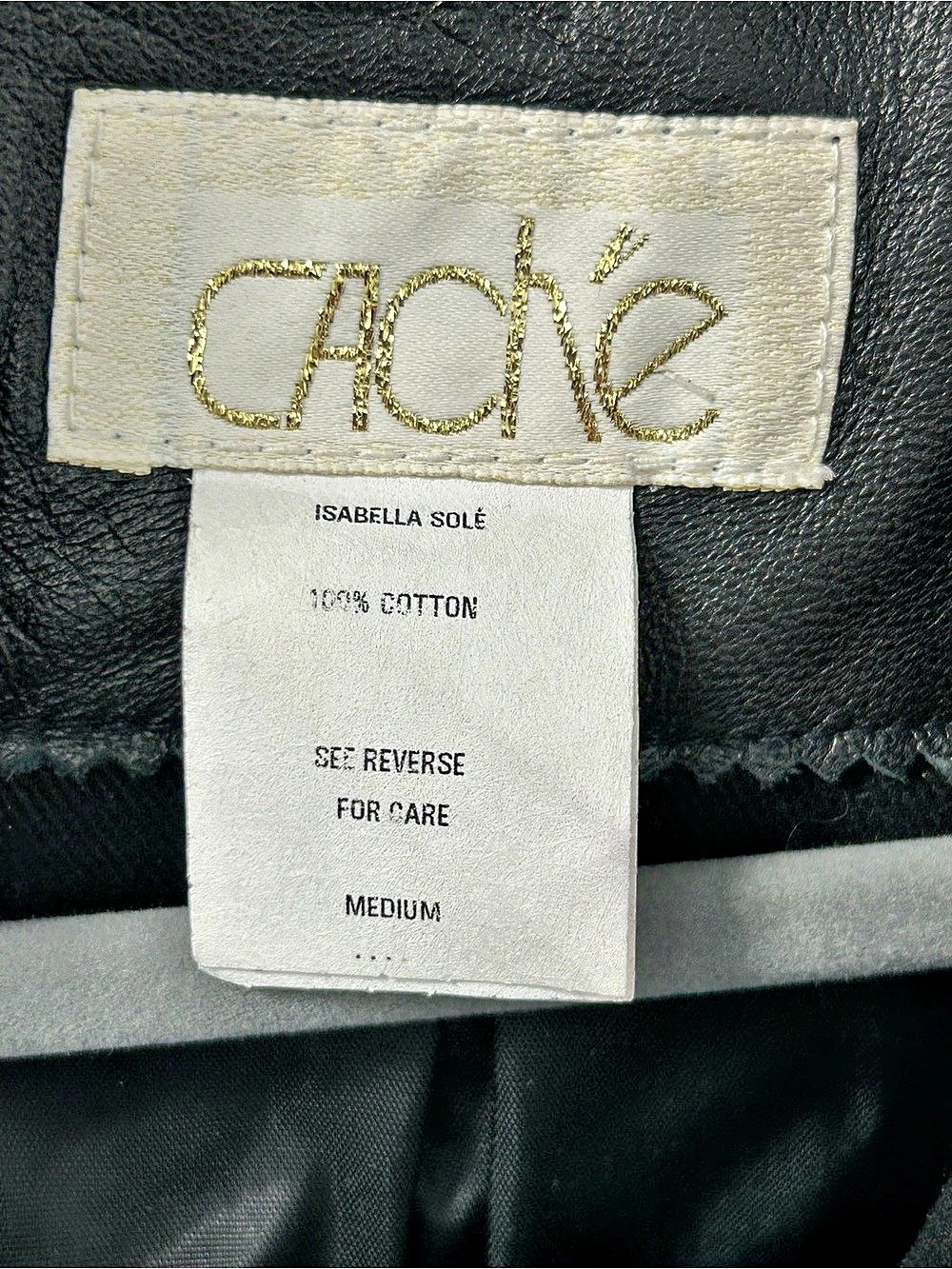 Vintage CACHE Leather & Cotton Embroidered Leather Cotton Jacket Y2K 90’s Native - Picture 12 of 12